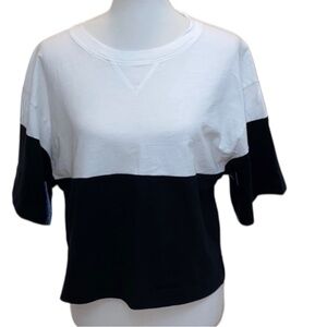 Madewell Colorblock Boxy Tee Top Black White Oversized Minimalist Size M Cotton